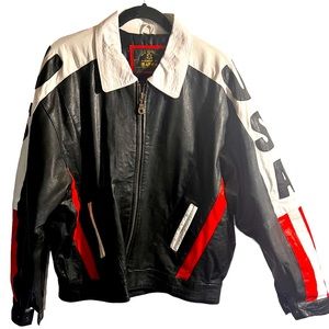 USA Flag Leather Jacket XXL Zafco